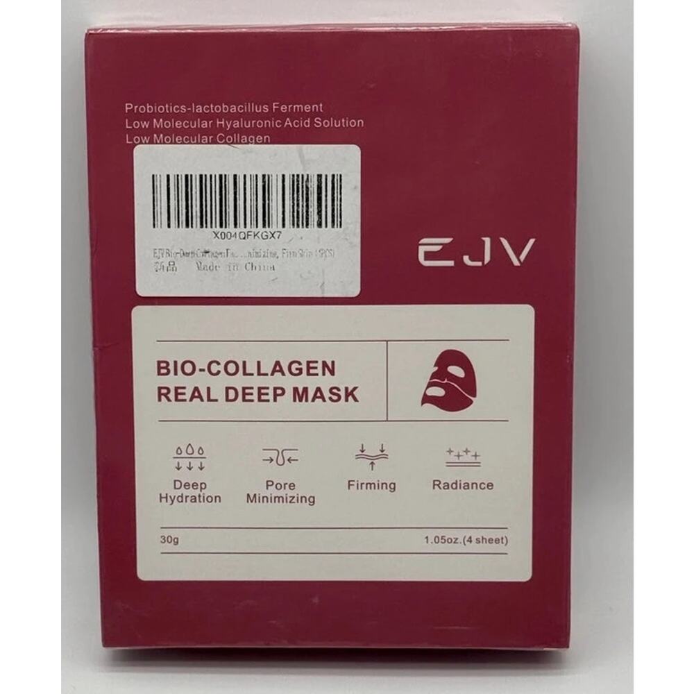 EJV Bio-Deep Collagen Overnight Hydrogel Face Mask Opaque to Clear 4 Pcs Sealed